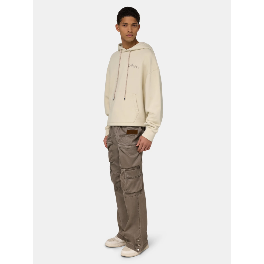 Sweat-shirt à capuche AMIRI coton beige logo MA Quad Damier dos