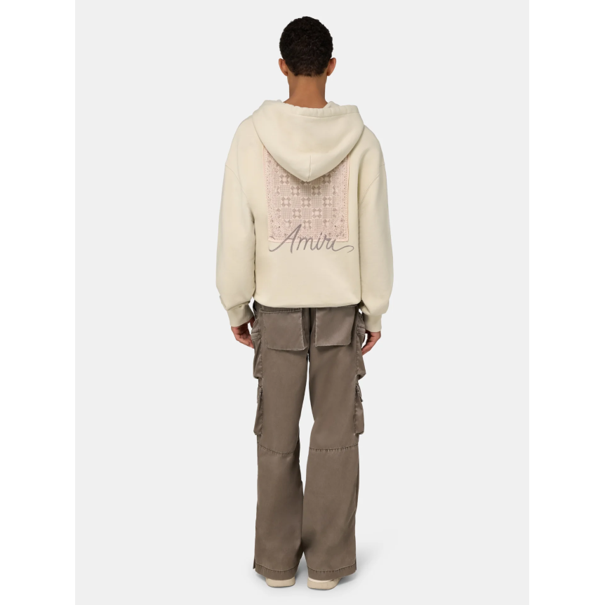 Sweat-shirt à capuche AMIRI coton beige logo MA Quad Damier dos