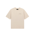 T-shirt manche courte oversize coton beige logo gris imprimé MA Quad damier dos