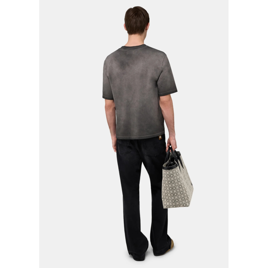 T-shirt col rond AMIRI coton gris délavé fausse poche poitrine logo