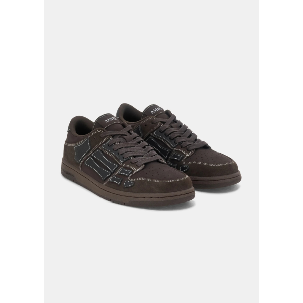 Basket basse AMIRI Skel top Low daim marron os cuir grainé