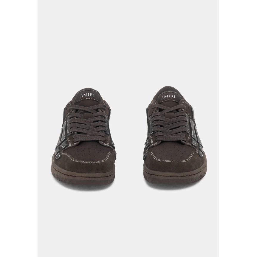 Basket basse AMIRI Skel top Low daim marron os cuir grainé