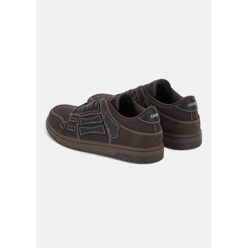 Basket basse AMIRI Skel top Low daim marron os cuir grainé
