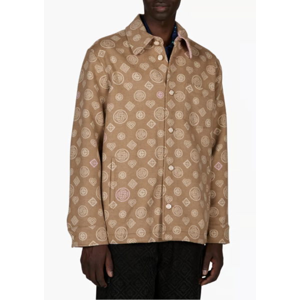Surchemise CASABLANCA à monogramme en laine vierge camel