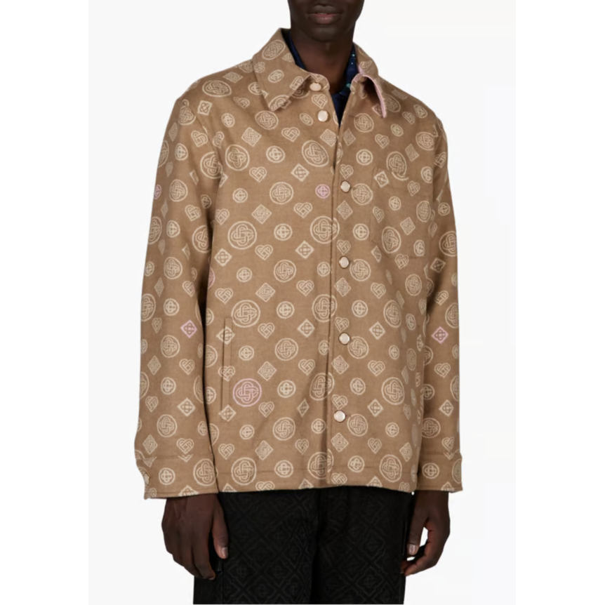 Surchemise CASABLANCA à monogramme en laine vierge camel