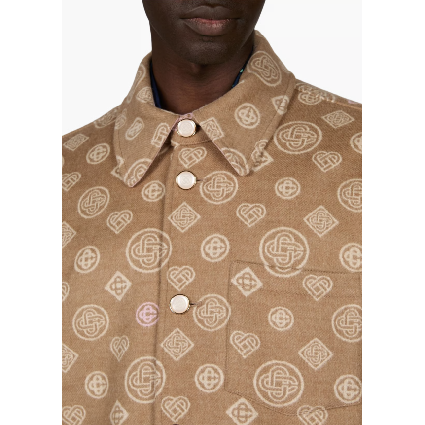 Surchemise CASABLANCA à monogramme en laine vierge camel
