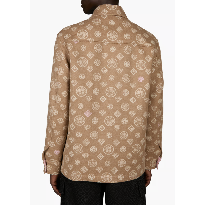 Surchemise CASABLANCA à monogramme en laine vierge camel