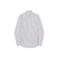 Chemise manche longue popeline coton blanc rayure kaki V logo