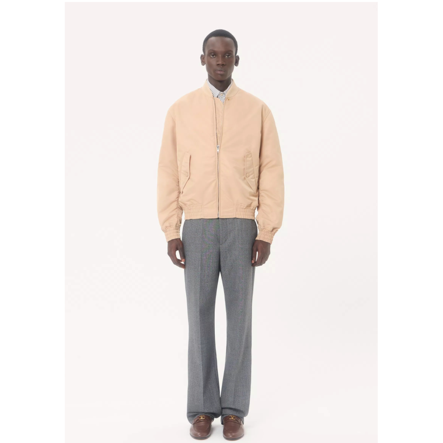 Chemise manche longue VALENTINO popeline coton blanc rayure kaki V logo