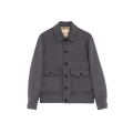 Blouson à col fermeture bouton laine cachemire gris anthracite poche plaquée à rabat