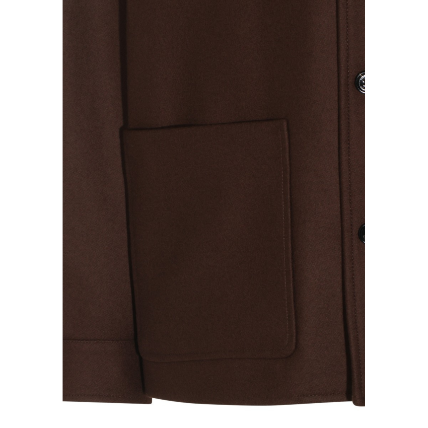 Veste décontractée VALENTINO surchemise à bouton laine vierge marron poche V logo