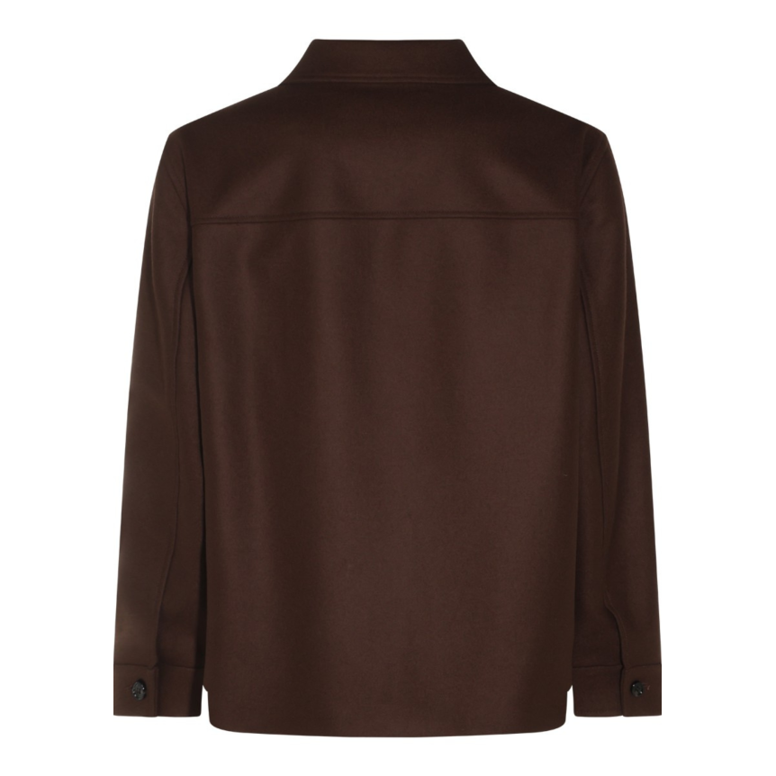 Veste décontractée VALENTINO surchemise à bouton laine vierge marron poche V logo