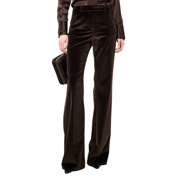 Pantalon flare BARBARA BUI coton velours lisse marron moka