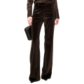Pantalon flare coton velours lisse marron moka