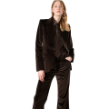 Veste de tailleur blazer coton velours lisse marron moka