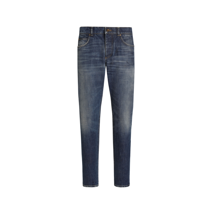 Pantalon Jean regular DOLCE & GABBANA denim coton bleu délavé