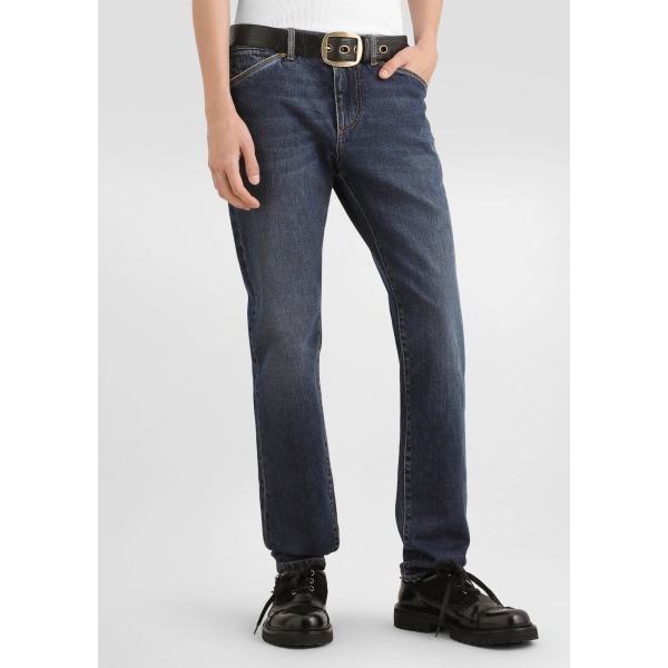 Pantalon Jean skinny DOLCE & GABBANA denim coton bleu