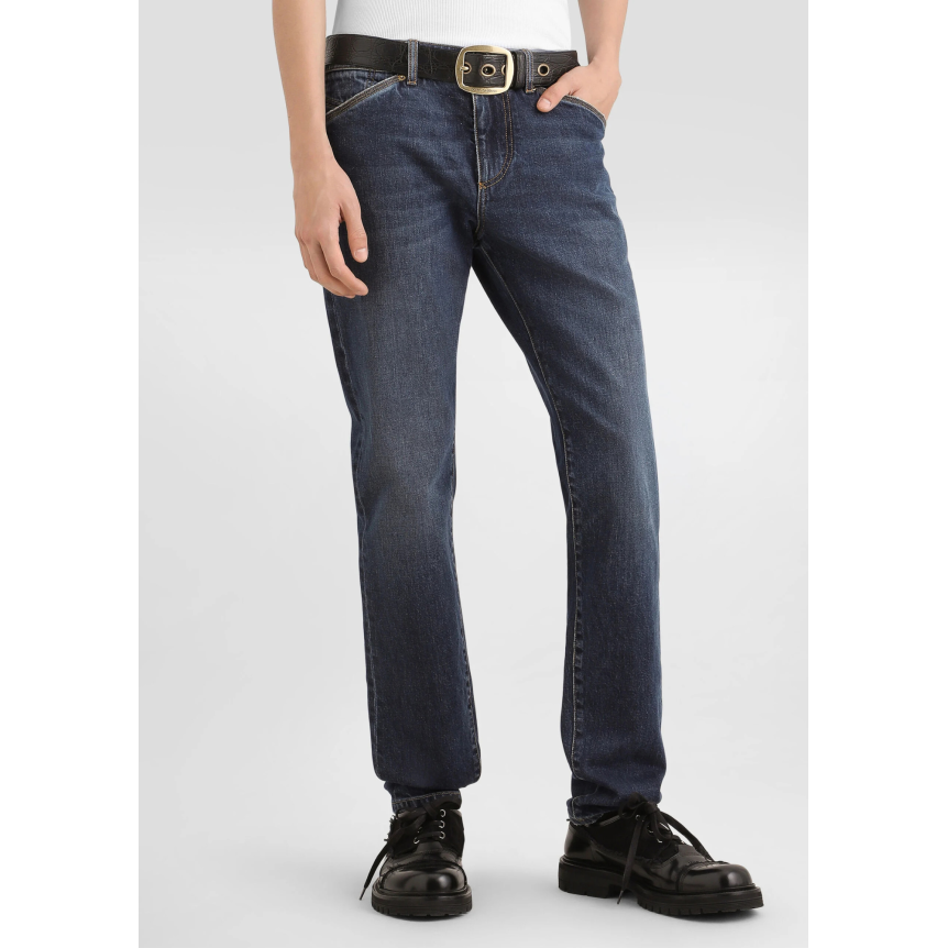 Pantalon Jean skinny DOLCE & GABBANA denim coton bleu