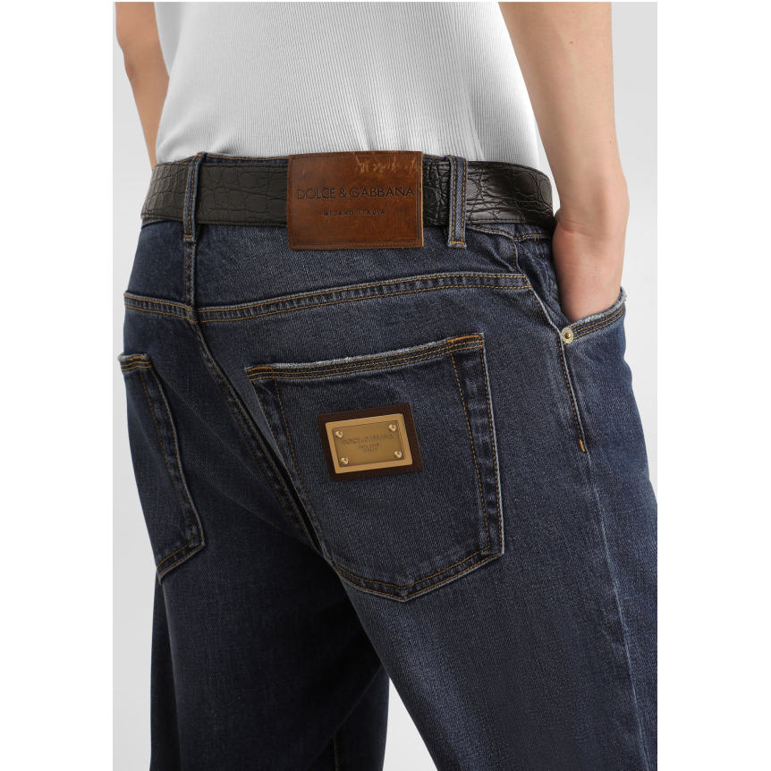 Pantalon Jean skinny DOLCE & GABBANA denim coton bleu