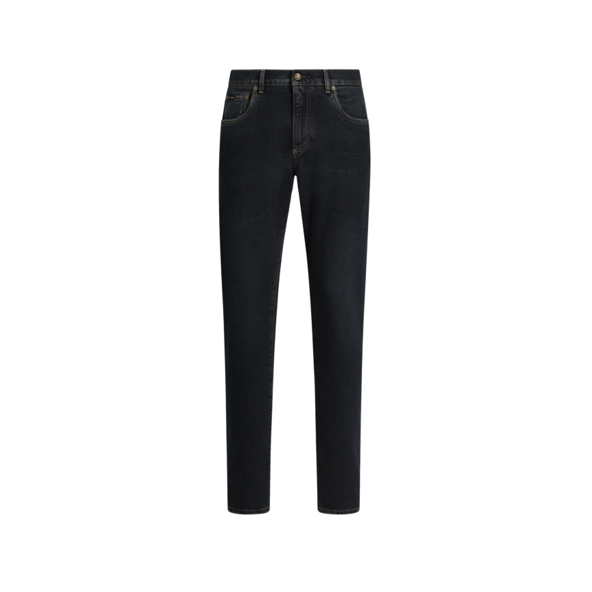 Pantalon Jean slim DOLCE & GABBANA denim coton brut bleu foncé