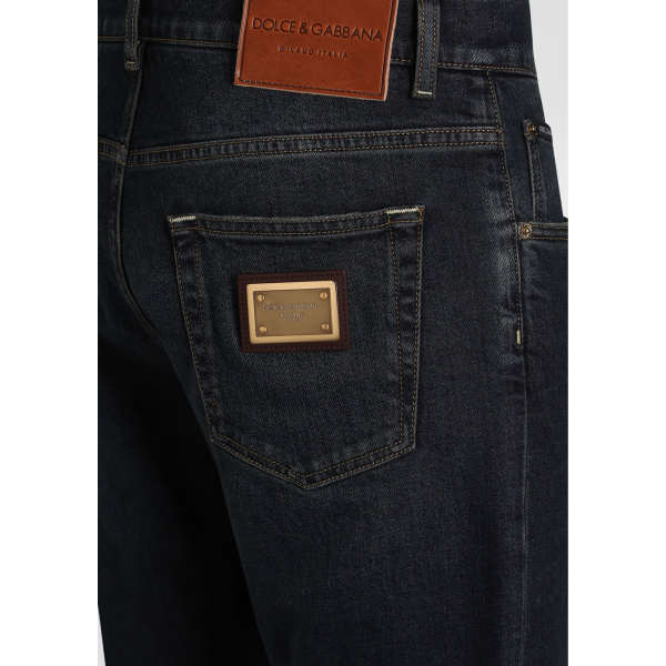 Pantalon Jean slim DOLCE & GABBANA denim coton brut bleu foncé
