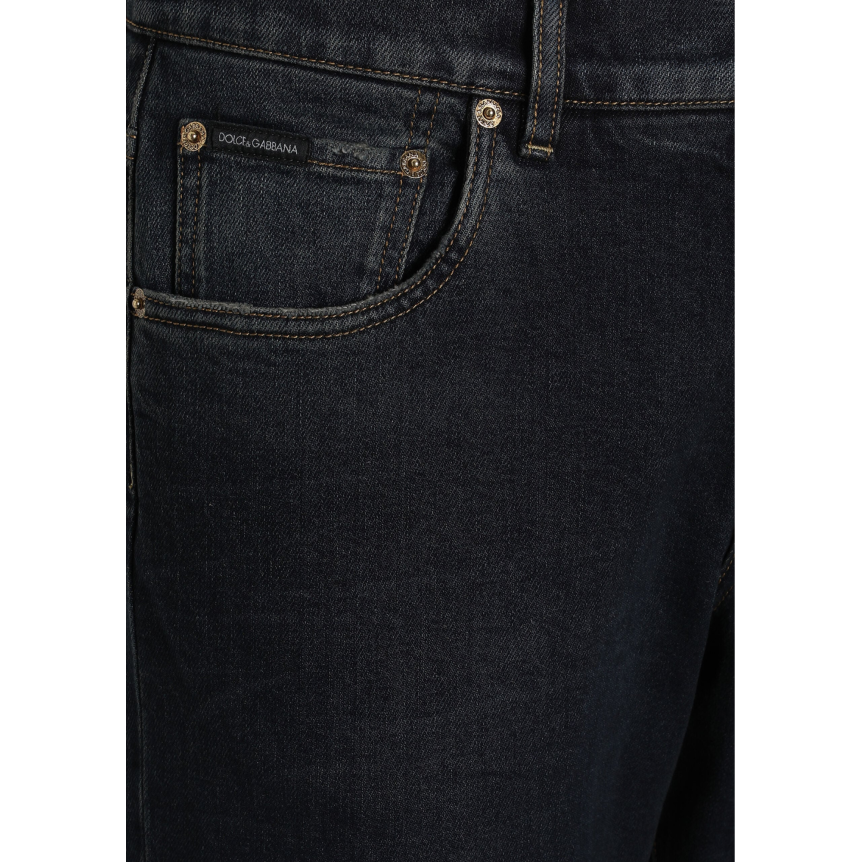 Pantalon Jean slim DOLCE & GABBANA denim coton brut bleu foncé
