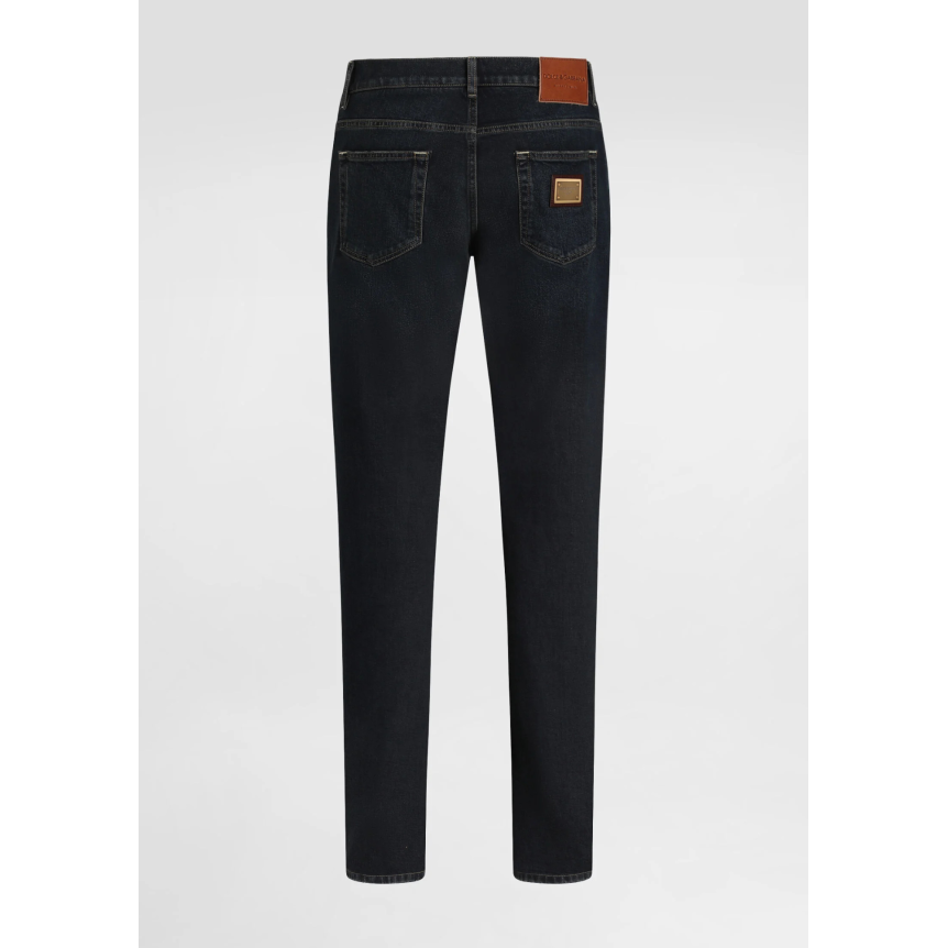 Pantalon Jean slim DOLCE & GABBANA denim coton brut bleu foncé