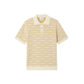 Polo à manche courte en maille laine beige à logo écriture