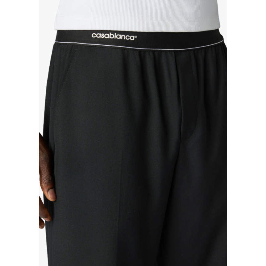 Pantalon de sport CASABLANCA en laine noir bande logo