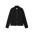 Veste zippée sport à col laine noir bande logo blanc