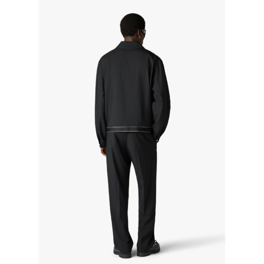 Veste zippée sport CASABLANCA à col laine noir bande logo blanc
