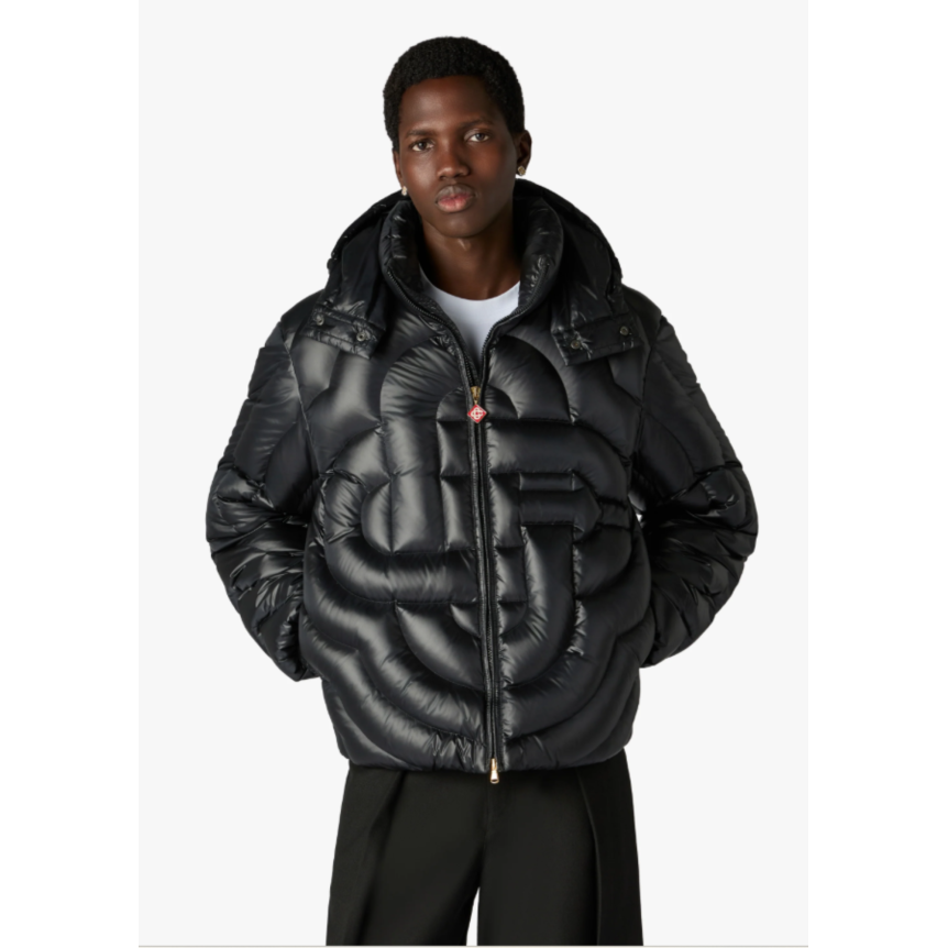Doudoune à capuche amovible CASABLANCA en duvet matelassée nylon noir