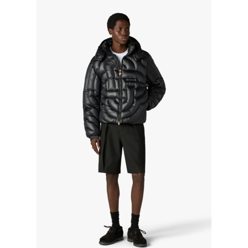 Doudoune à capuche amovible CASABLANCA en duvet matelassée nylon noir
