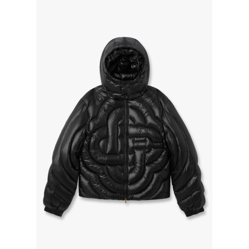 Doudoune à capuche amovible CASABLANCA en duvet matelassée nylon noir