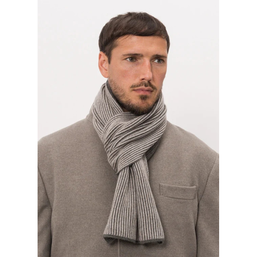 Echarpe BRUNELLO CUCINELLI cachemire côtelé beige