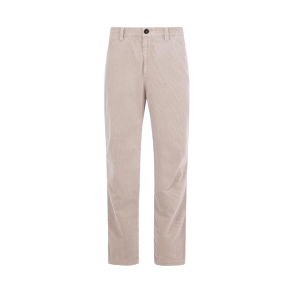 Pantalon droit BRUNELLO CUCINELLI en velours côtelé de coton beige