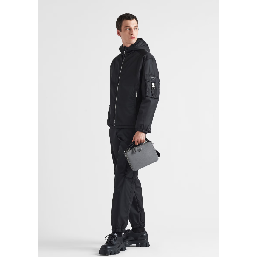 Pantalon extra slim PRADA cargo Re Nylon noir poches