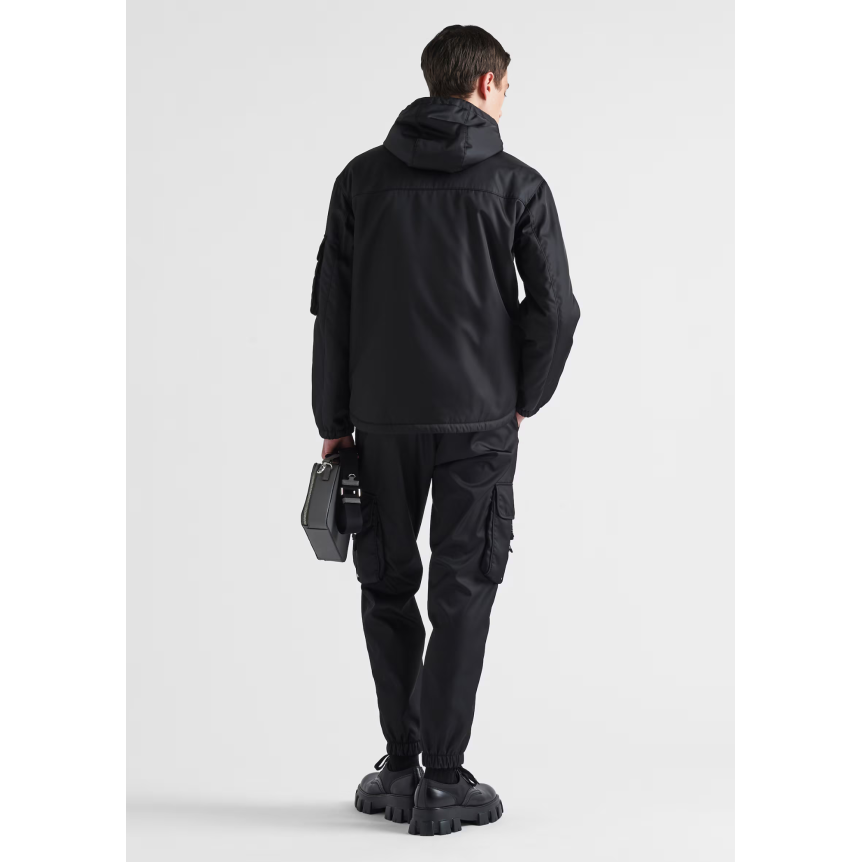 Pantalon extra slim PRADA cargo Re Nylon noir poches