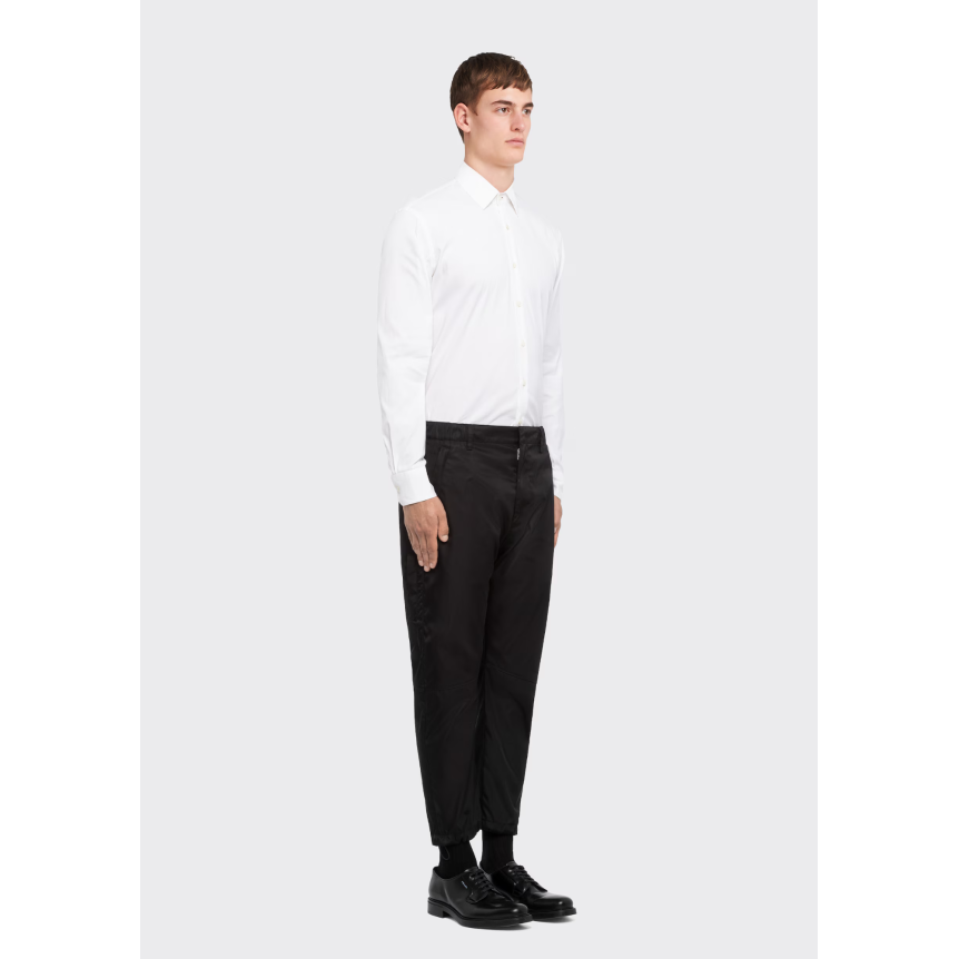 Pantalon ajusté PRADA Re Nylon noir bas élastique