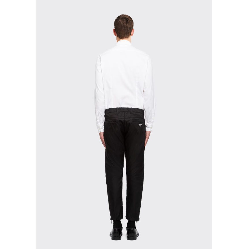 Pantalon ajusté PRADA Re Nylon noir bas élastique