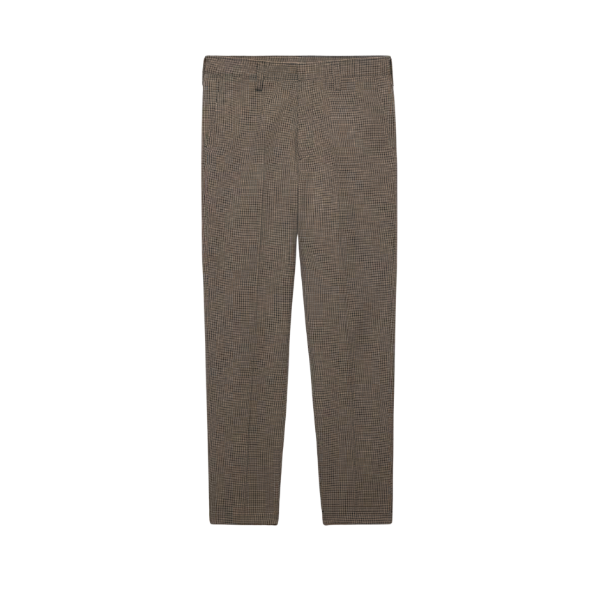 Pantalon ajusté PRADA laine vierge pied de poule vert foret