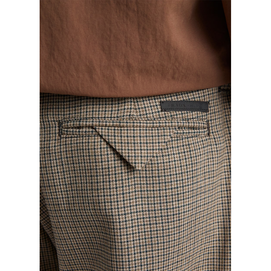 Pantalon ajusté PRADA laine vierge pied de poule vert foret