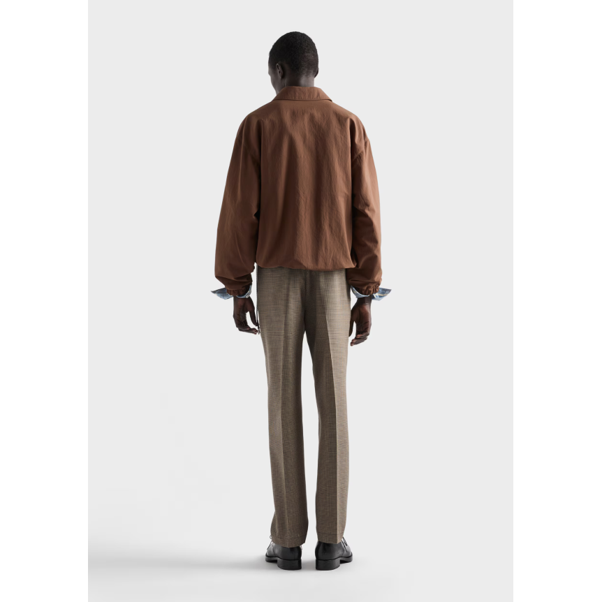 Pantalon ajusté PRADA laine vierge pied de poule vert foret