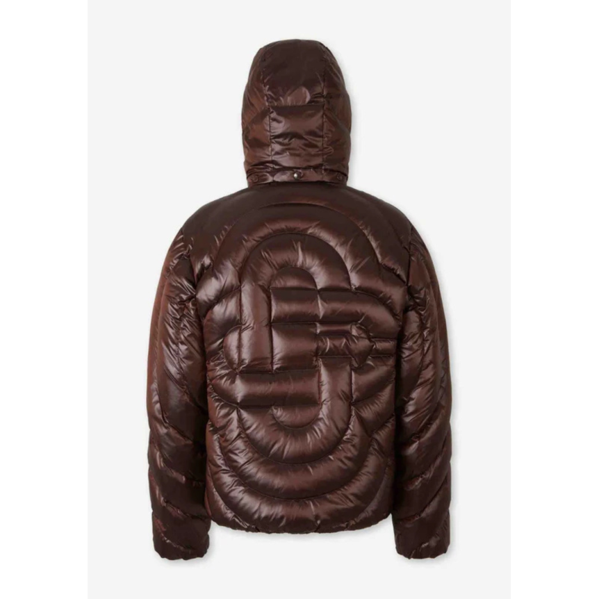 Doudoune à capuche amovible en duvet matelassée nylon chocolat