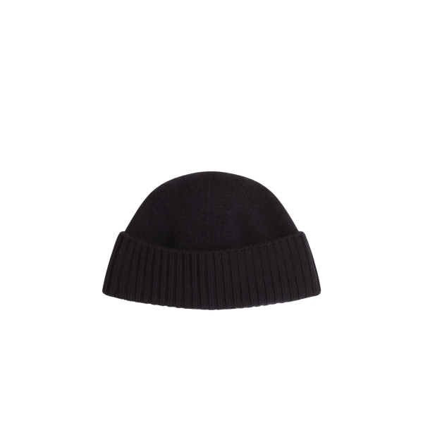 Bonnet DOLCE & GABBANA en maille laine lisse bleu marine DG cuir