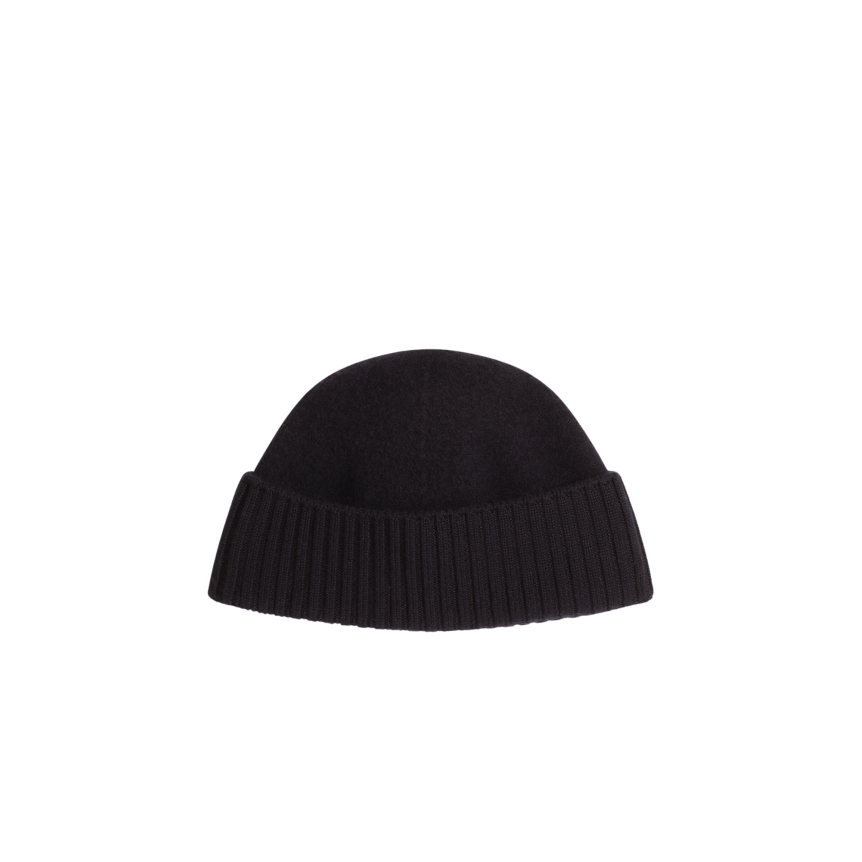 Bonnet DOLCE & GABBANA en maille laine lisse bleu marine DG cuir