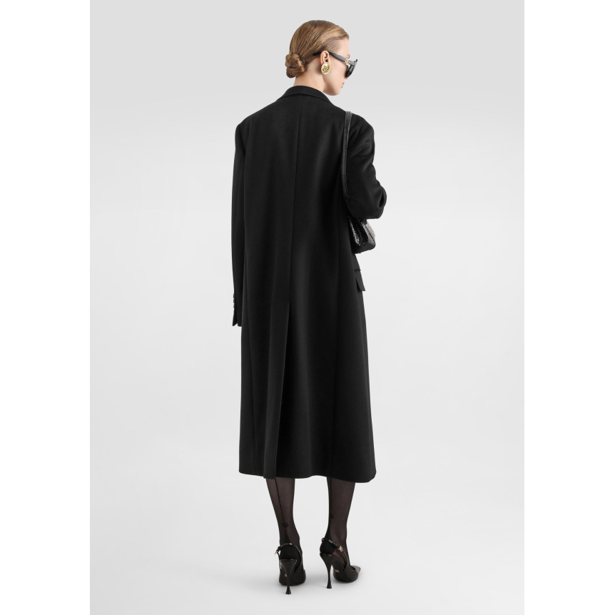 Cardigan DOLCE & GABBANA  col rond en cachemire côtelé noir bouton perle DG or