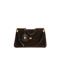 Grand Sac à main My Sicily en cuir de veau daim marron bandoulière porte clés