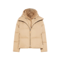 Doudoune "A" line iconique avec plastron et capuche fourrure de vison beige