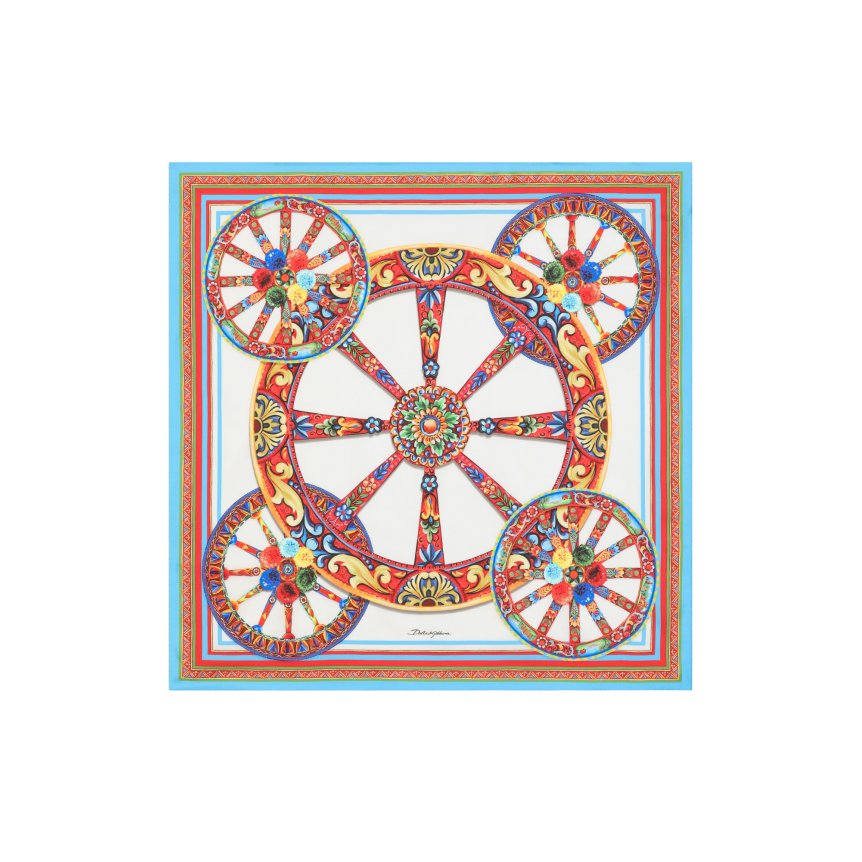 Foulard carré DOLCE & GABBANA en twill de soie à imprimé carretto rouge